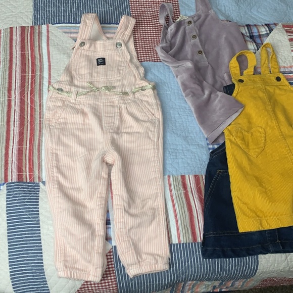 Baby girl overall style dresses - four total purple and yellow 2T - Picture 8 of 10